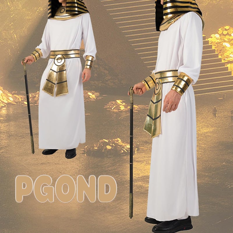 PGOND Adult Men's Egyptian Pharaoh Halloween Costume White - Image 5